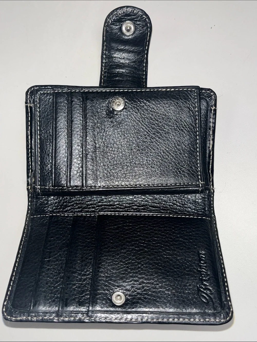 Brighton Black Leather Croc Stamped Print Wallet with Decorative Snap